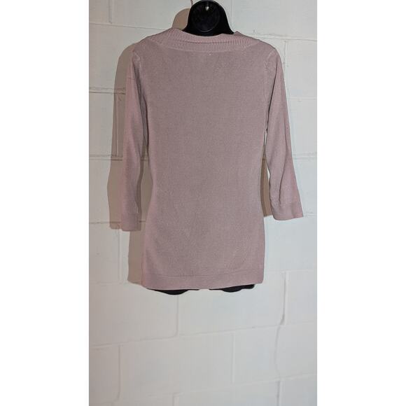 New York & Company V-Neck 3/4 Sleeve Soft Knit Top Pullover Sweater Medium - Picture 3 of 5